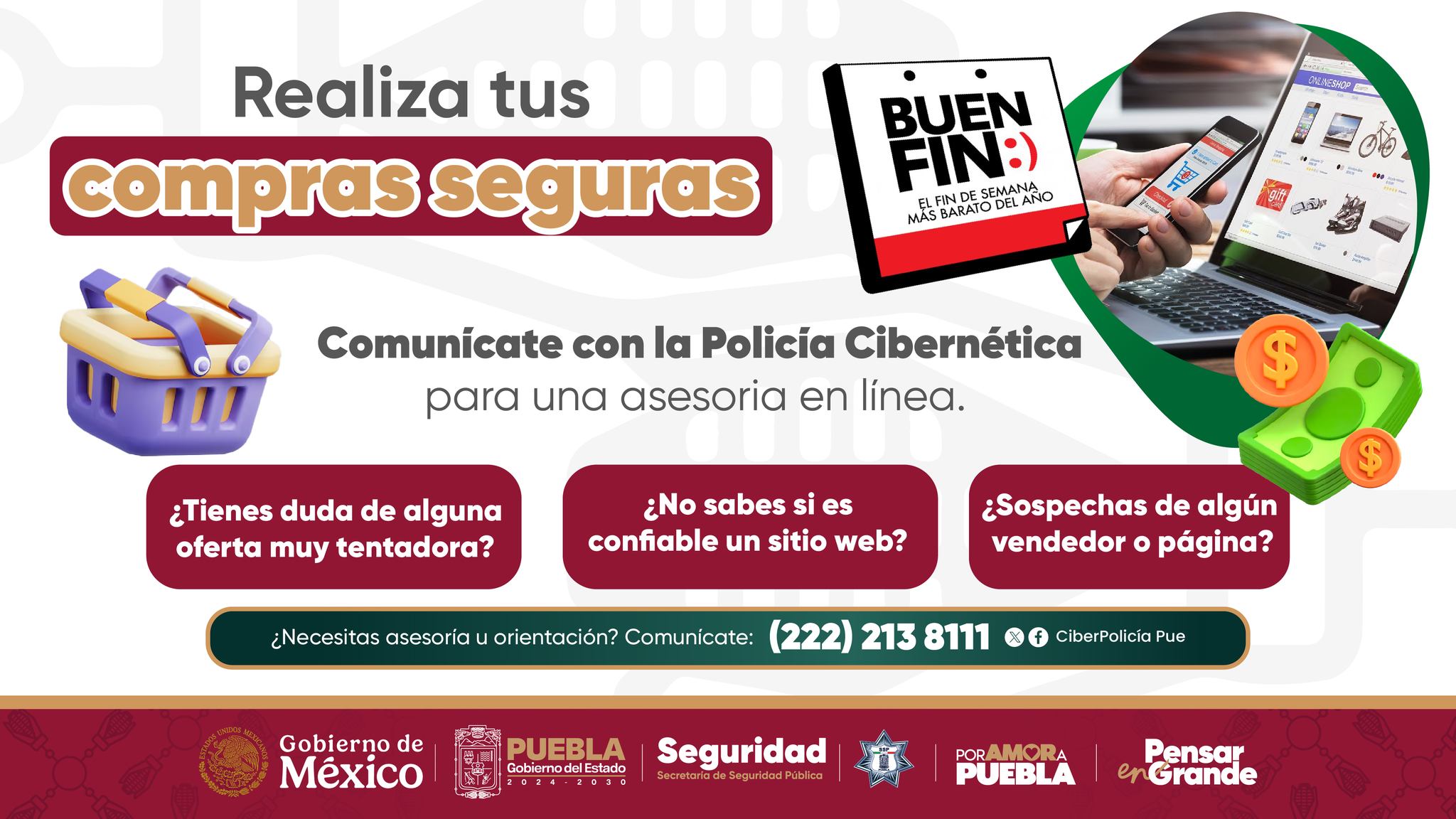 Gobierno de Puebla exhorta a realizar compras seguras durante el Buen Fin