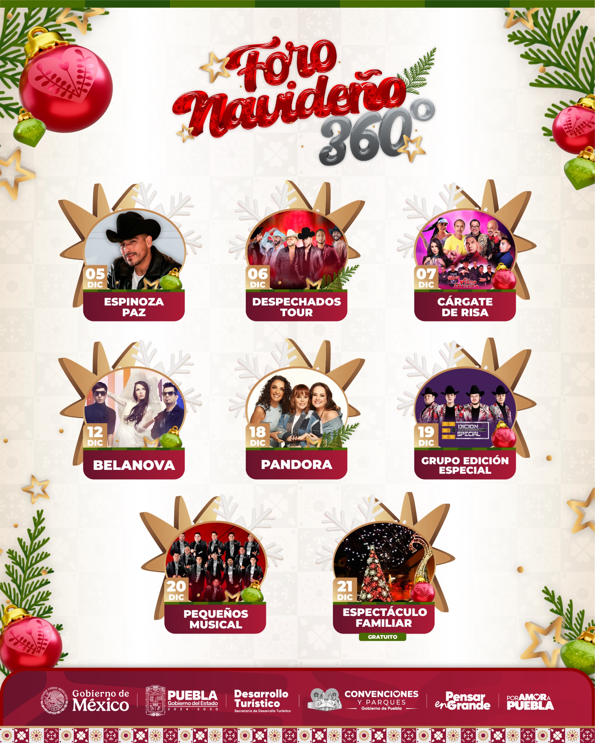 El “Foro Navideño 360” reunirá ocho conciertos en Puebla, con más de 40 mil asistentes y una inversión superior a 35 millones de pesos.