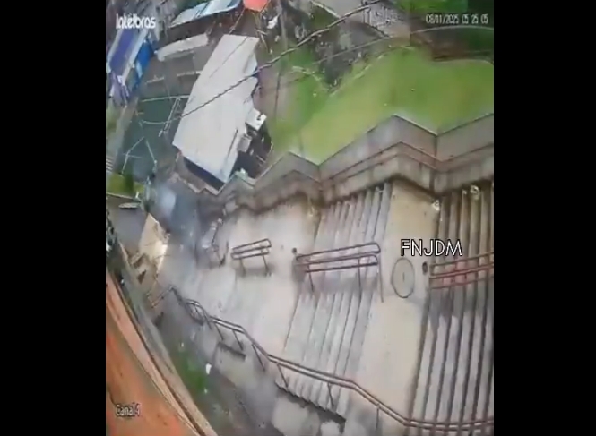 Un hombre pierde el control de su auto en São Paulo y cae por unas escaleras. Milagrosamente solo sufre un rasguño en la mano.