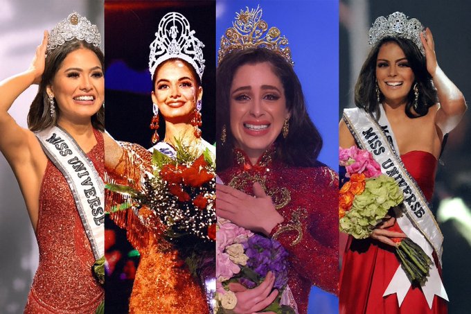 México suma cuatro coronas de Miss Universo gracias a Lupita Jones, Ximena Navarrete, Andrea Meza y Fátima Bosch, mujeres que marcaron la historia del certamen.