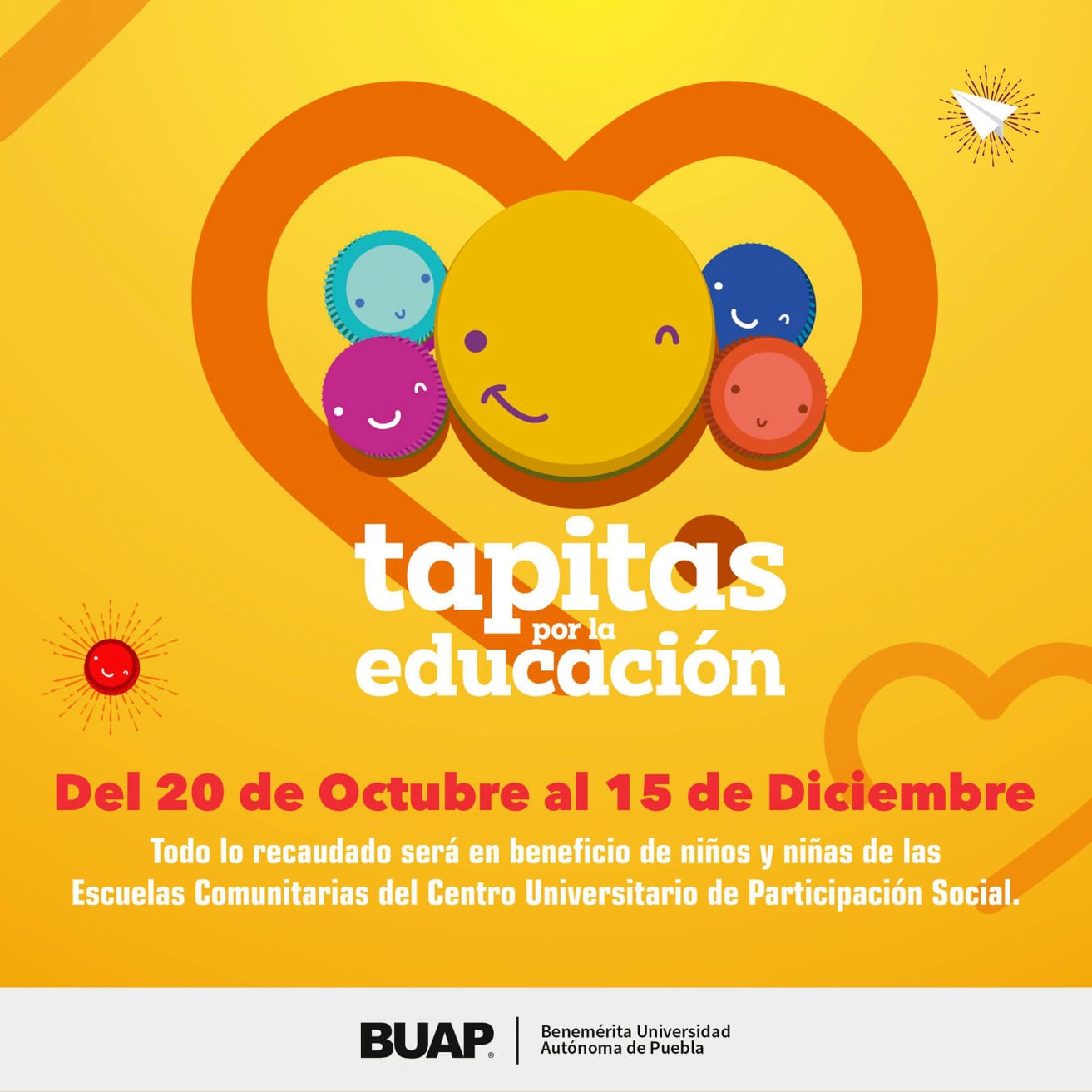 BUAP impulsa la campaña “Tapitas por la Educación” para apoyar a escuelas comunitarias del CUPS