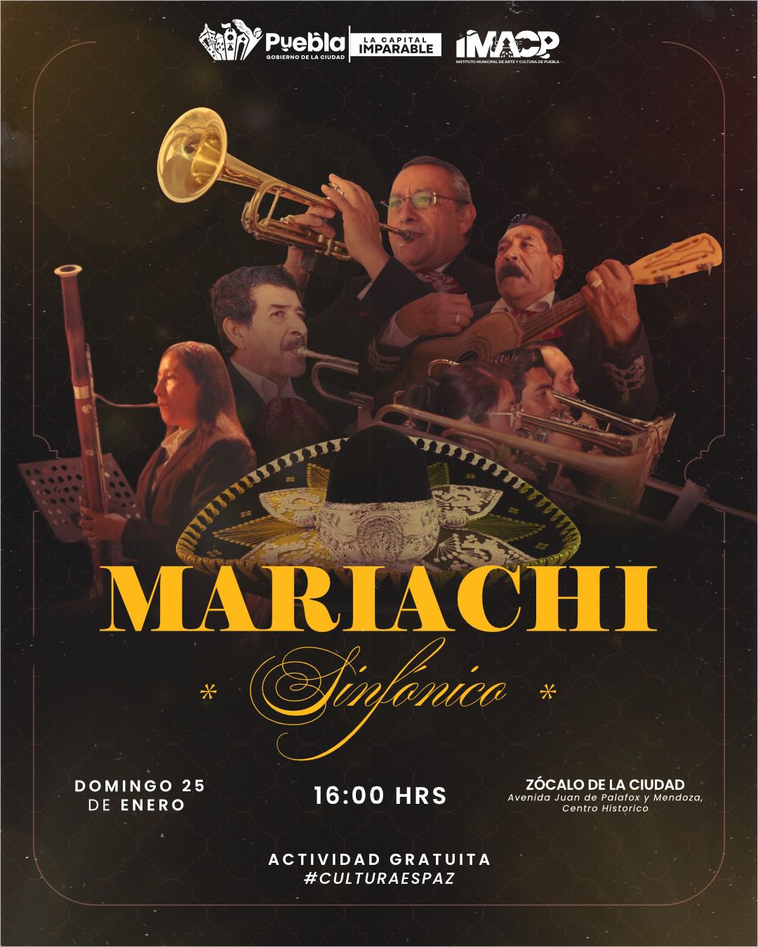 Mariachi Sinfónico llenará de música el Zócalo de Puebla